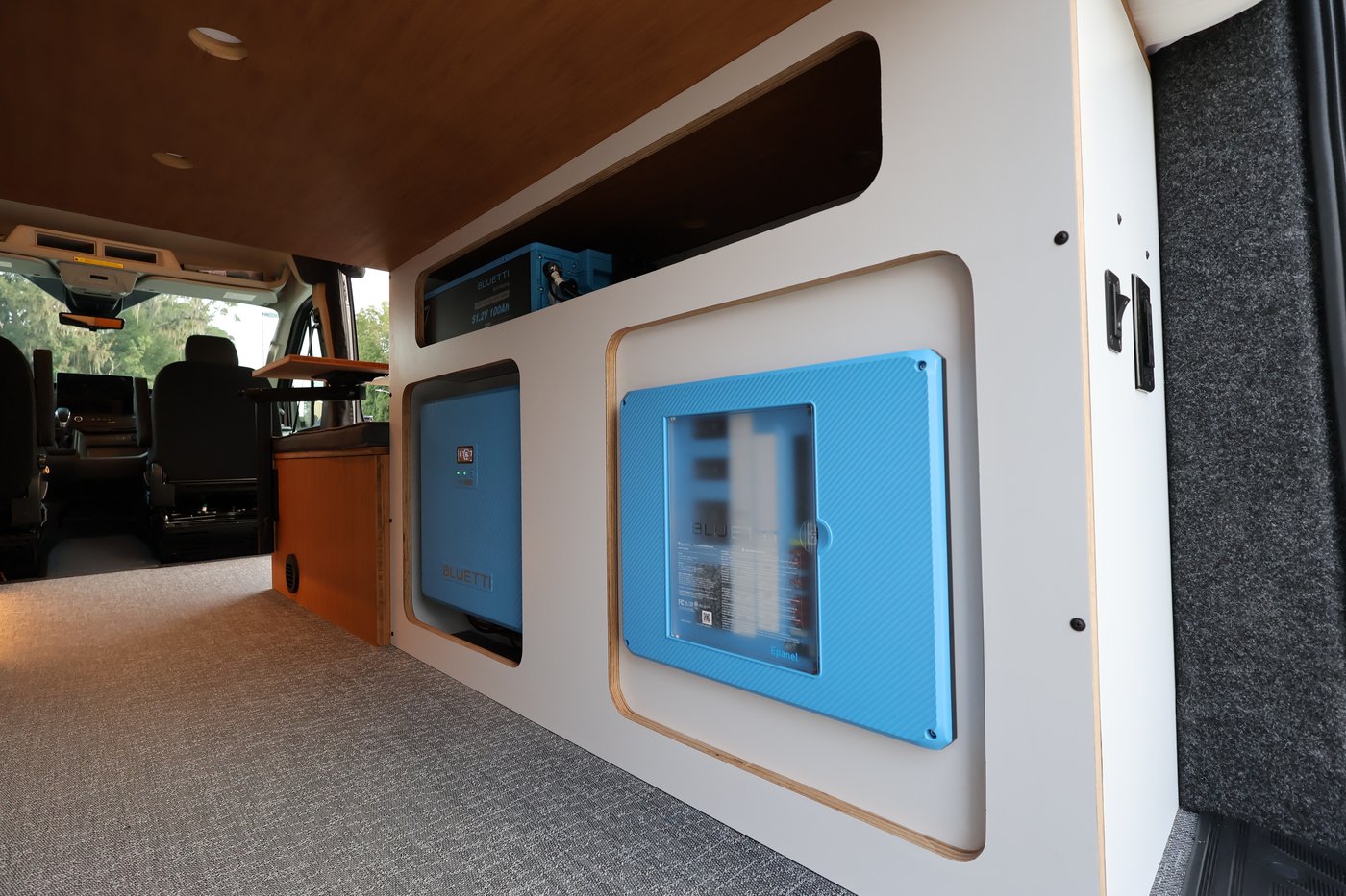 Aire electrical cabinet housing the Bluetti RV5 power system